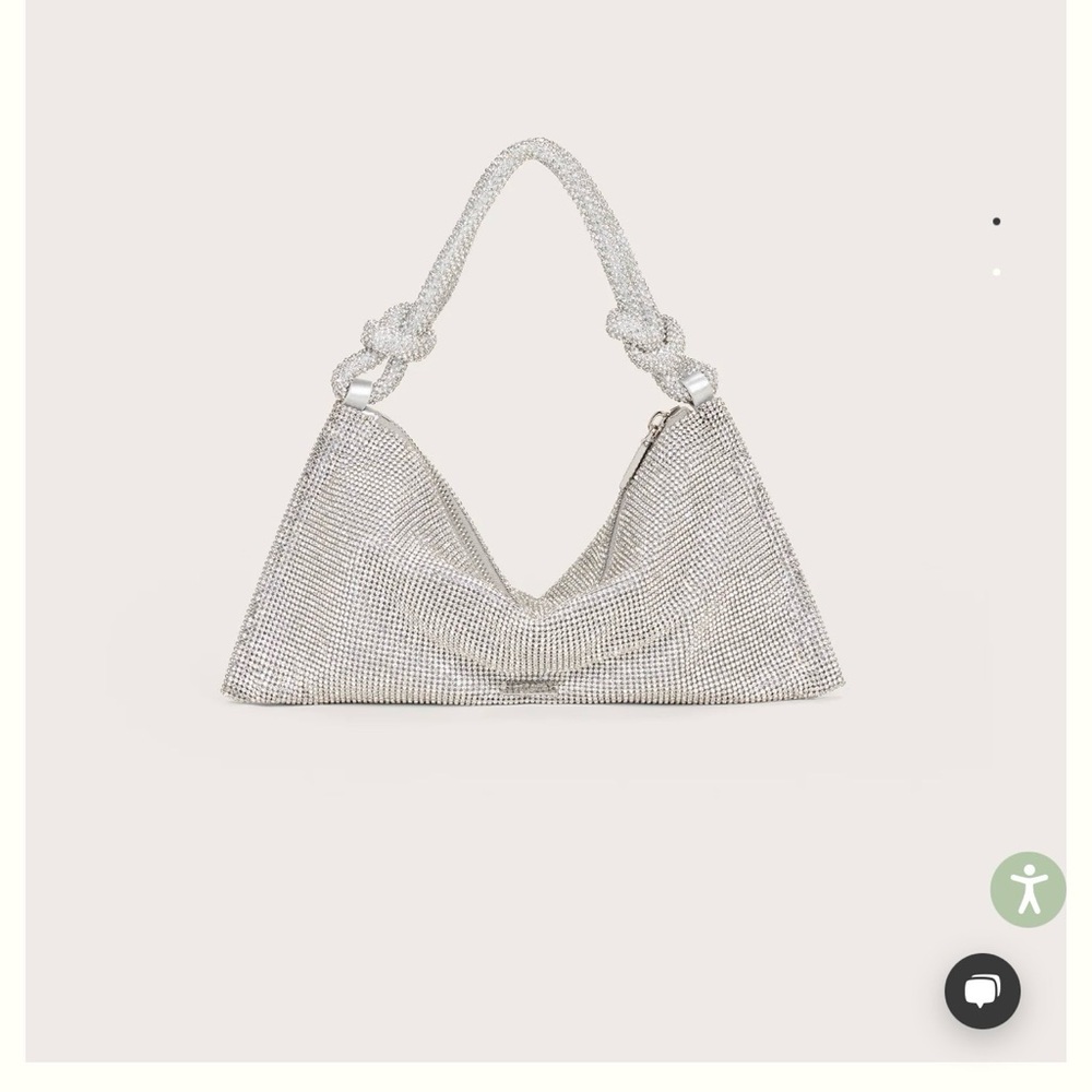 Cult Gaia Silver Crystal Mesh Shoulder Bag